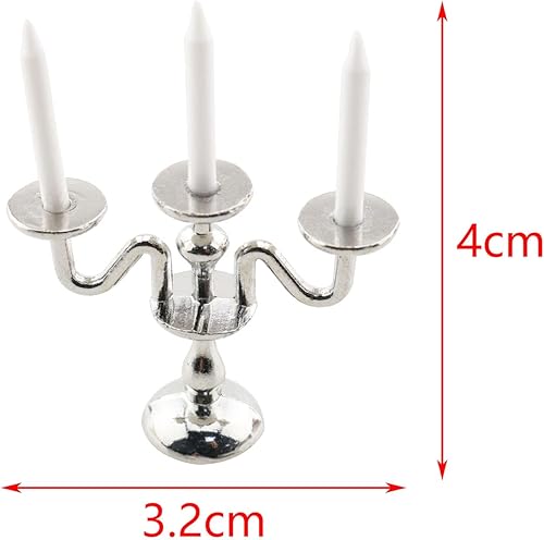 Miniatura 6 de TAODAN Casa de muñecas 112 candelabros en miniatura accesorios de muñeca modelo de escena de casa plateado escala 112 portavelas de casa de muñecas