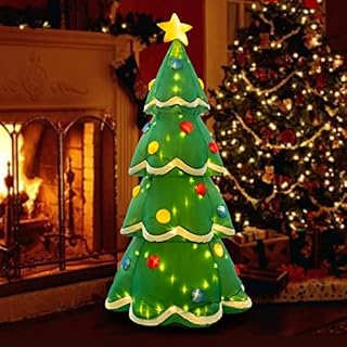 Eambrite 7FT Light up Inflatable Tree Christmas Decorations Outdoor Mains Powered Blow up tree Yard Decorations Waterproof for Front Door Garden Lawn Party