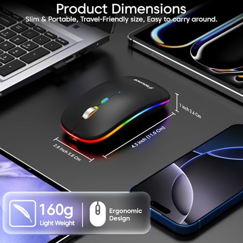 Image of Sounce Astralis Dual Mode Wireless Mouse - Bluetooth & 2.4GHz, 800 /1200 /1600 DPI, Silent Click, 500mAh Rechargeable Battery, Ergonomic Design with Metal Scroll Wheel for Laptop & PC (Black)