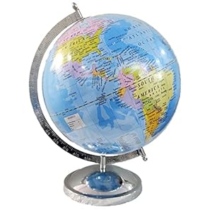GeoKraft Educational 10 inch Diameter,13 Inch Height Political Metal Base STEM Globe for Kids, Office Decor Birthday Gift (Blue)