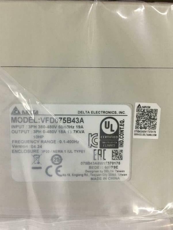 VFD075B43A VFD-B Inverter Frequency Converter 7.5kw 10HP 3 Phase 380V 400HZ