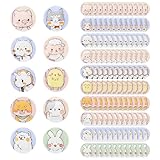 Pumwoy 120 Stück Kinderpflaster 22x22mm, Süße Cartoon-Pflaster 12 Stile, Rundes Impfpflaster, Stoffpflaster für Kinder, Ohrringe Abkleben Sport für Kleine Wunden, Pickel, Impfungen und Blasen (B)