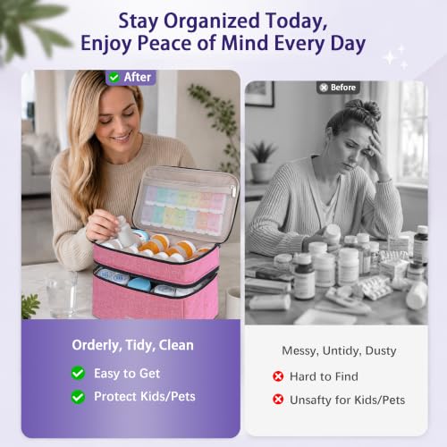 Image of Lexeeco Dual Layers Medicine Pill Bottle Organizer Bag with Lockable Zipper