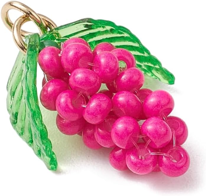 20Pcs Mix Color Grape Pendants Handmade Glass Seed Charms Cute Imitation Fruit Ornaments for Jewelry Making Keychain Bag Crafts Finding Accessory - Image 4