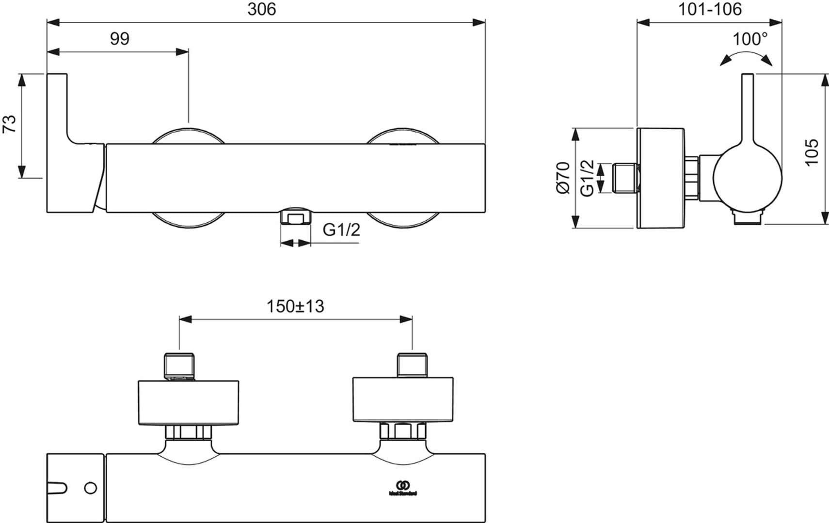 Ideal Standard - Miscelatore Doccia Esterno Joy Art.BC785 - Cromo, 1 Uscita, A Magazzino