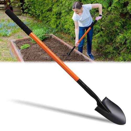 Small Round Point Digging Shovels, Garden Spade Shovel Beach Shovels with 43.3in Handle,Heavy Duty...