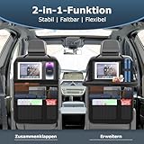 Oneyus Car Seat Organiser, 2 Pack Car Organiser Large Car Organiser Back Seat for Kids Multifunctional Waterproof Car Back Seat Organiser with Folding Table, Tablet Pockets and Many Pockets - Image 2