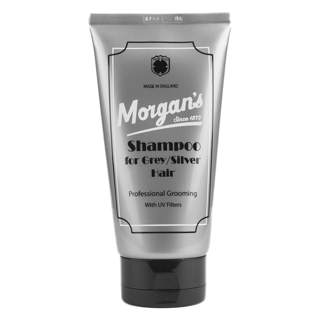 Morgan's Pomade Shampoo for Grey and Silver Hair, Enriched with Jojoba Oil, Brightens Hair and Neutralises Yellow Tones, with UV Filters 150ml