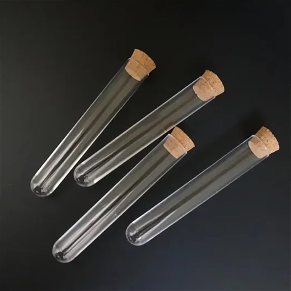 50 szt./100 szt. 12 x 75 mm laboratoryjne przezroczyste plastikowe rurki z korkami zatyczki probówka eksperyment laboratoryjny (300 szt.)