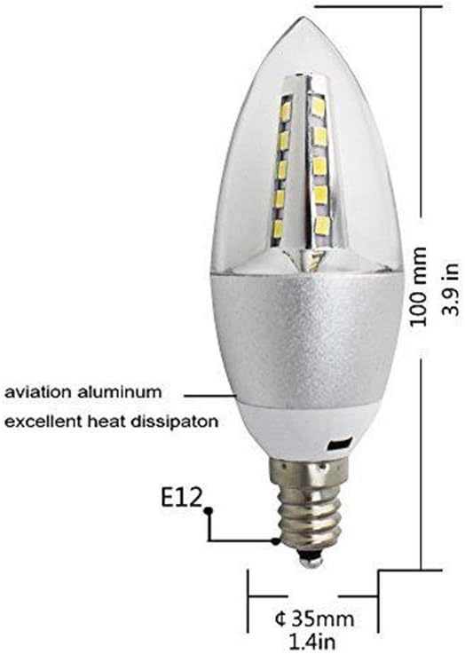 E12 LED Candelabra Bulbs 5W AC85-265V E12 LED Lights Bulbs Cool White 6000K Chandelier Light Bulbs 60-Watt Candles Equivalent Lights Bulbs for Ceiling Fan Dining Room Home Decor,Pack of 6