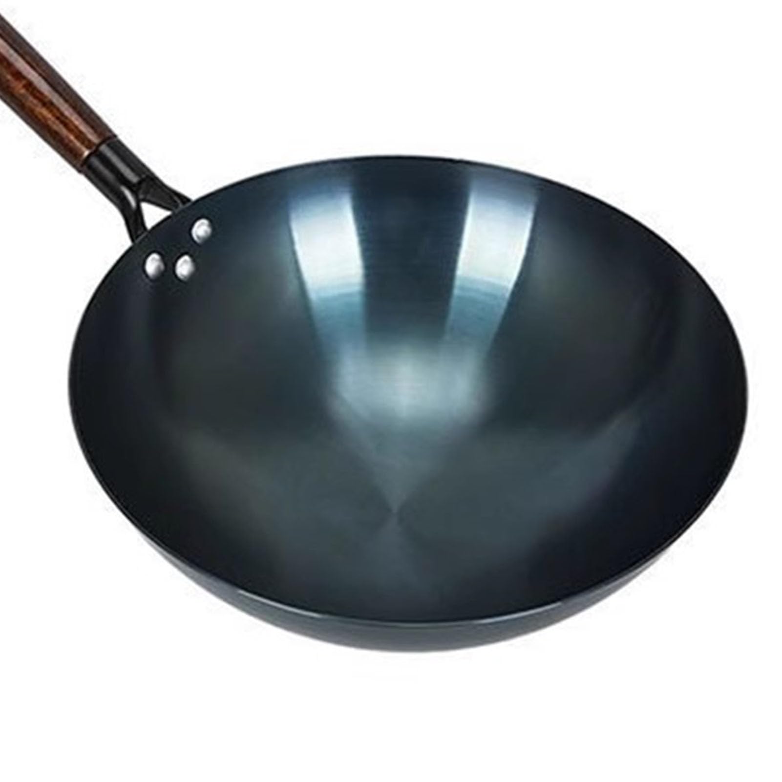 SIXRUN Padella Wok in Ferro, Wok Antiaderente con Manico Singolo con Fondo Tondo Cinese Tradizionale in Ferro Raffinato per Ampia Applicazione per Ristoranti Domestici (38 cm)