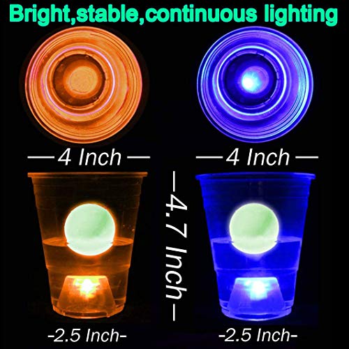 image for Glow in The Dark Beer Pong Set, Light Up Pong Cups for Indoor Outdoor 