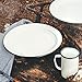 Cinsa 10-Inch Enameled Steel Dinner Plate Set, Indoor/Outdoor Use - Set of 6 Fire & Oven Safe Everyday Dinnerware, Lightweight & Ideal for Camping, Kitchen - Dishwasher Safe (Speckled White)