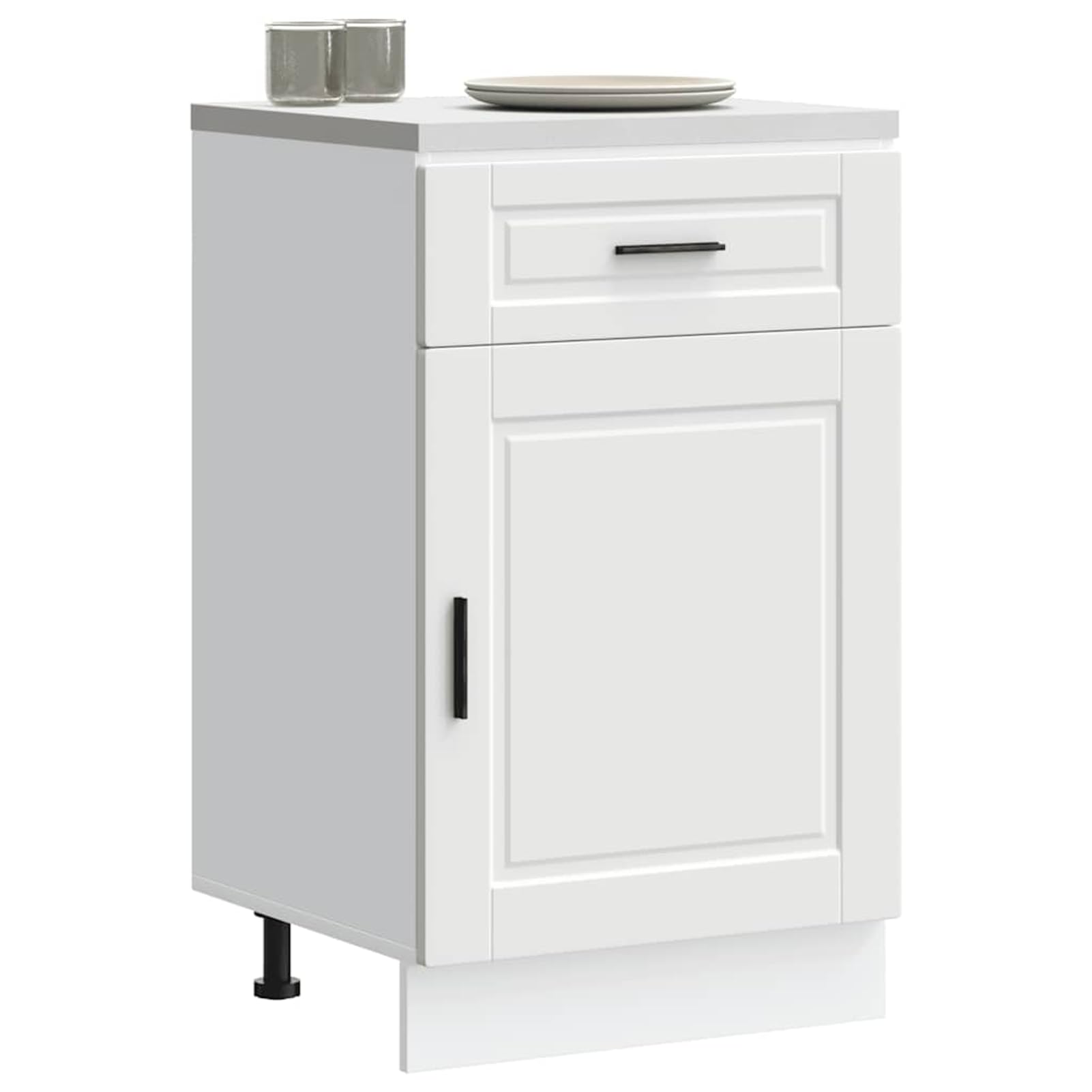 Tidyard Mobile Base Cucina Porto Bianco 50x46x81,5 cm Truciolato con Cassetto e Anta, Piedini Regolabili, per Cucina 853957