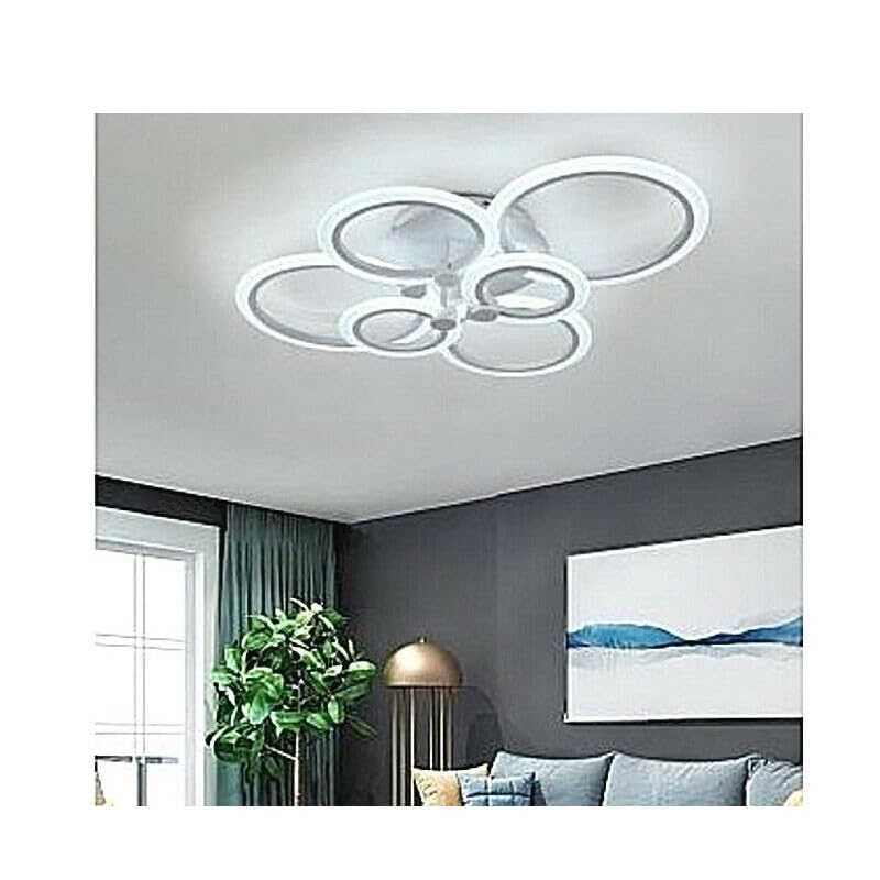 Lampadario da soffitto led 6 luci cerchi plafoniera design stile moderno lampada per camera salotto (Luce bianca fredda)