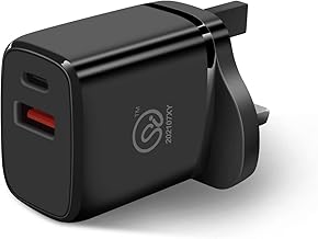 EXTRASTAR USB C Plug Charger 20W, Dual Port Fast Wall Charger with Output 5V/3.1A, Mains Charger Compatible with iPhone XS/13/13 Pro/14/14 Plus/14 Pro/14 Pro Max, Galaxy, Pixel