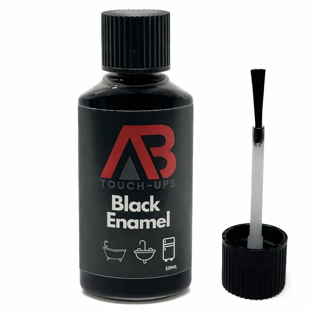 Black Enamel Touch Up Paint 30ml Fast Drying Bathroom Kitchen Metal Wood Shower Fridge Sink Scratch Chip Repair