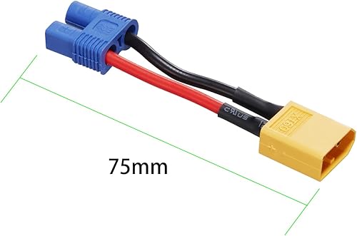 Miniatura 2 de Adaptador de conector macho XT60 a EC3 hembra, 4 cables de extensión XT60-EC5, adaptador de batería RC con cable de silicona de 2.0 in 16AWG para