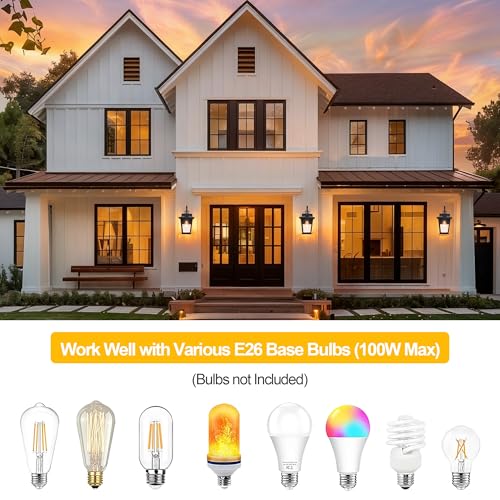 Image of Kalium Outdoor Wall Lantern 2 Pack, Waterproof Exterior Wall Mount Light with Clear Glass in Black Finish, Porch Outside Lighting for Entryway, Backyard, Patio, E26 Base, Clear Glass 12.5 in