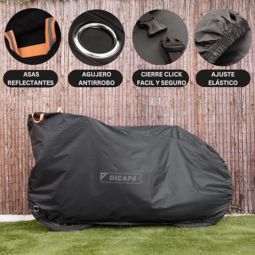 DICAPA Bike Cover, Protective Cover for Outdoor Waterproof Bicycle 200 x 70 x 110 cm with Handles - Image 3