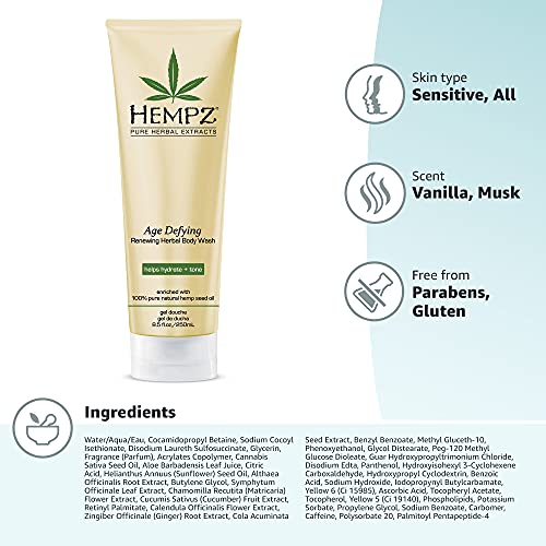 Hempz Age Defying Renewing Herbal Body Wash, 8.5 oz., with Shea Butter, Ginseng - Anti-Aging, Fragranced Shower Gel with… - Image 5