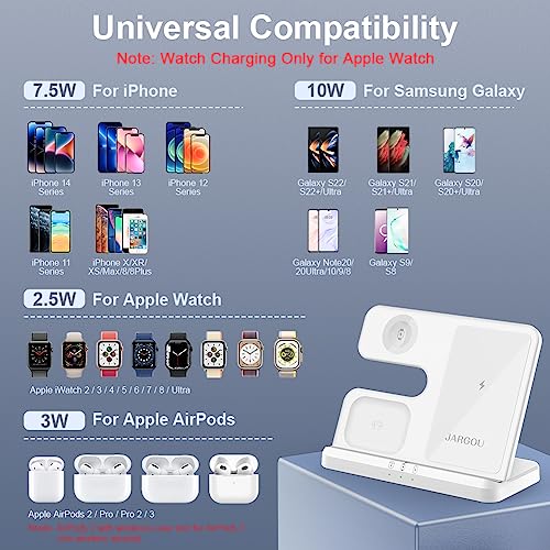 Jargou 3 In 1 Wireless Charging Station Wireless Charger For Iphone 14 13 12 11 Pro Max/X/8 Charging Station For Apple Watch Ultra Se 8 7 6 5 4 3 2 For Airpods 2/3/Pro/Pro 2 #TOP1