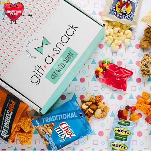 Image of Gift A Snack - Get Well Soon Snack Box Variety Pack Care Package + Greeting Card (60 Count) Feel Better Sweet Treats Gift Basket, Candies Chips Crackers Bars - Office Food Assortments