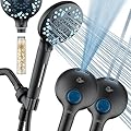 AquaCare High Pressure 10-mode Filter Handheld Shower Head with Built-in Power Wash - Clean Tub, Tile & Pets, Remove Chlorine, Metals & Toxins from Water to Protect Skin, Hair & Nails. Matte Black