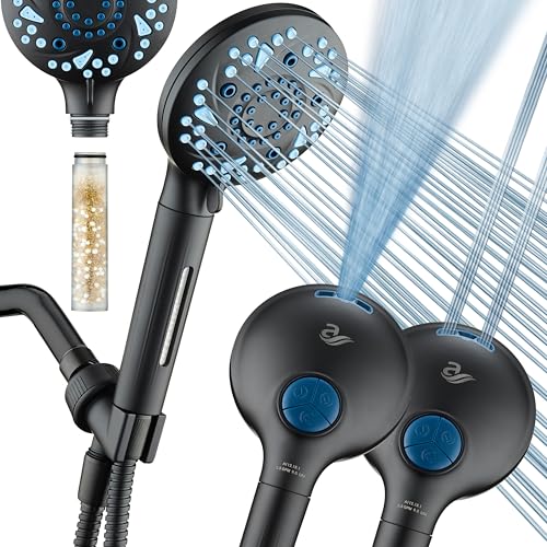 Cabezal de regadera portátil AquaCare 10 modos, negro mate