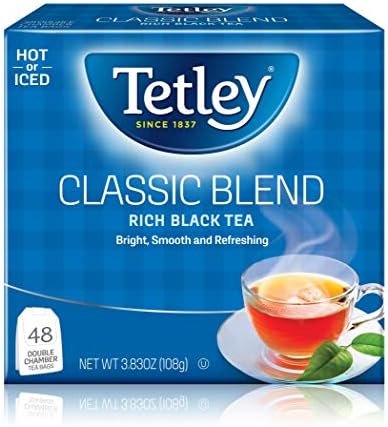 Tetley Classic Blend Premium Black Tea, Rainforest Alliance Certified, 48 Tea Bags (Pack of 12)