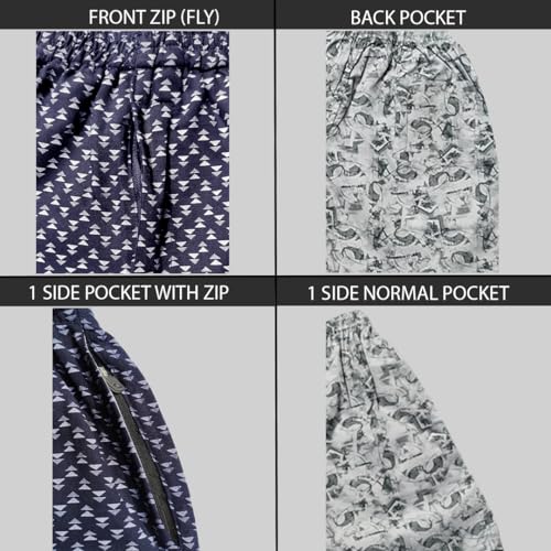 Image of Men's Cotton Shorts Waistband, Zip Fly, 1 Zip Pocket, Back Pockets (Pack of 2)