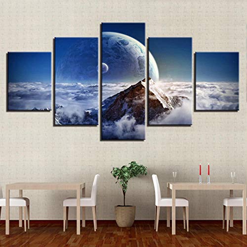 Tableaux décoration murale 5 pièces terre sans cadre - 4