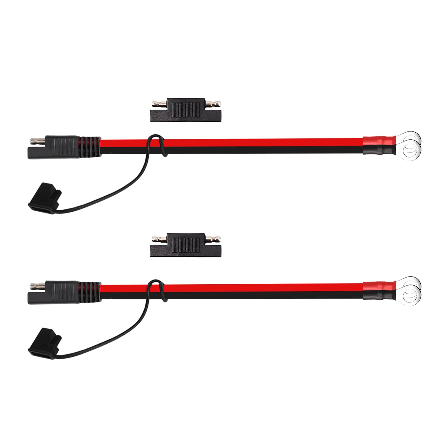 Ledvillage 2 pcs of 2 FT - 14 AWG Battery Charging Cable 15A, 2 Pin SAE to O-Ring Terminal Harness Extension Cord Quick Disconnect for Battery Chargers, Maintainers, Automotive