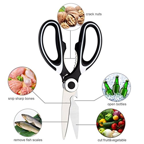 Tijeras de cocina profesionales cortador acero inoxidable utilidad tijeras para las aves de corral pollo pescado carne verduras hierba fruta frutos secos