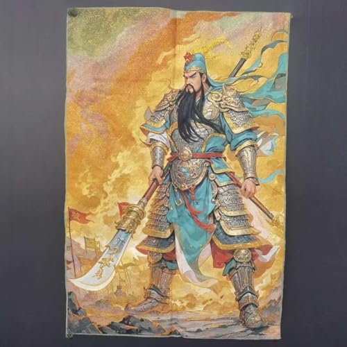 Pintura de pared Thangka: elegante bordado del Señor Guan en formato de 90 cm