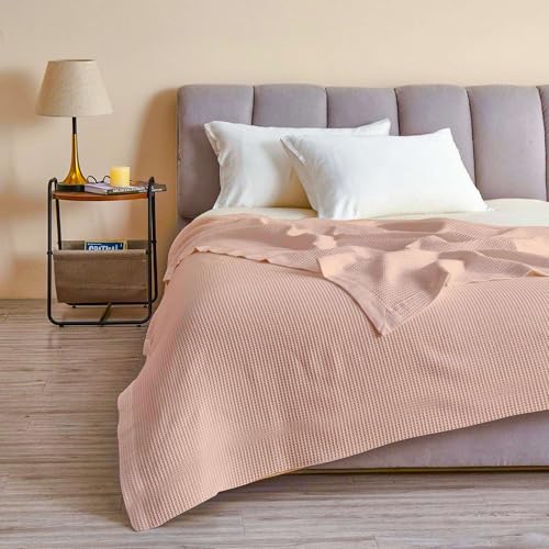 Image of Super Soft & Breathable 100% Microfiber Waffle Blanket - Throw Blanket and Quilt for Bed & Sofa Single(60x90) Size - Cream /Light Sand