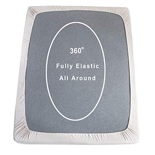 PURE ERA Jersey Knit Cotton Fitted Bottom Sheet ONLY (No Flat Sheet or Pillow Cases) Deep Pocket Up to 15" to 20" Ultra Soft Comfy Breathable Beige Queen - Thumbnail 4