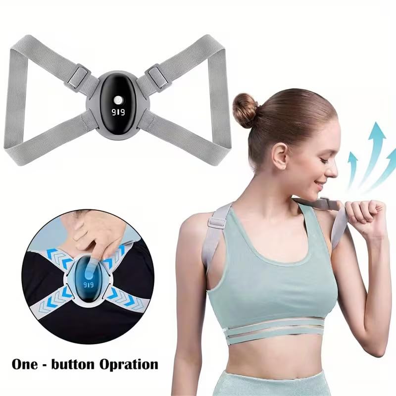 Image of Smart Posture Corrector, Upper Back Brace with Vibration Intelligent Posture Reminder, Posture Trainer for Women Kids Men, Prevent Humpback-Shoulder Relaxer Cervical Spine Alignment (One Size)