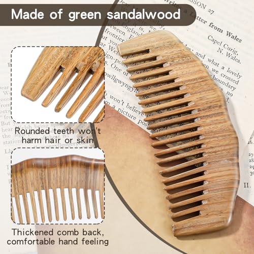 Peine de madera de sándalo antiestático para cabello miniatura 4