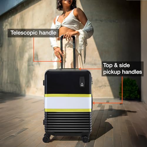 Image of Nasher Miles Mexico Hard-Sided Polycarbonate 8 Wheels Double Spinner Check-in Luggage Black and Grey 28 inch |75cm Trolley Bag,Large