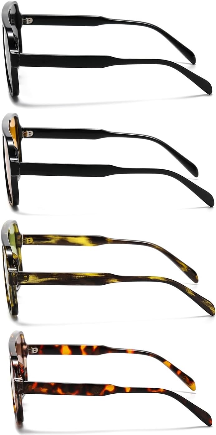 IKANOO 4 Pieces Retro 70s Square Aviator Sunglasses for Women Men Oversized Vintage Sun Glasses Trendy Aviator Shades﻿ - Image 3