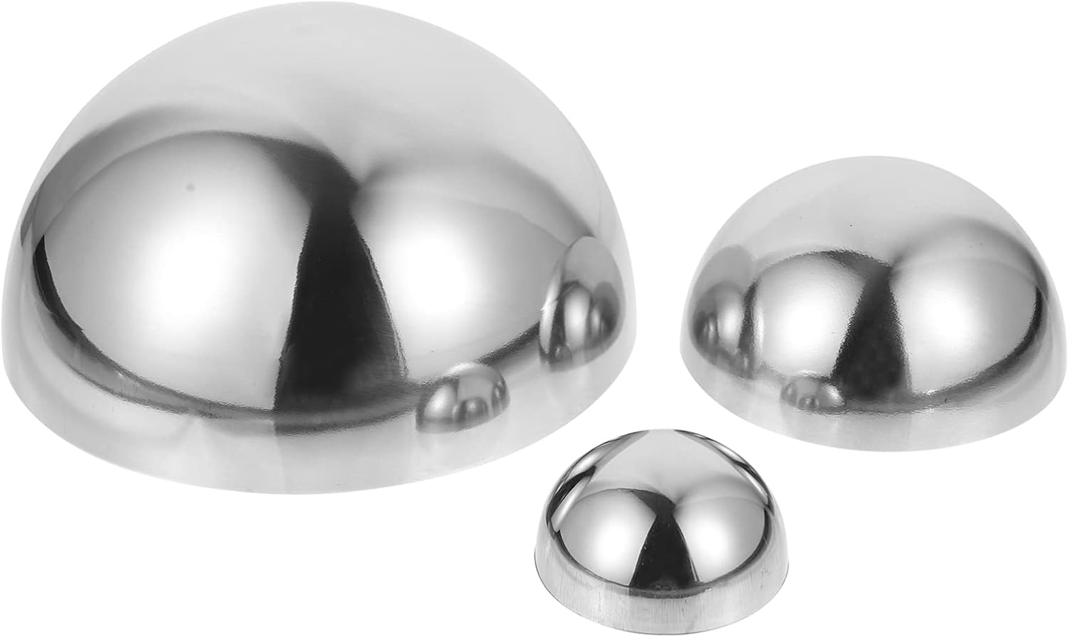 Yardwe 3 Pcs Polished Silver Half Dome Gazing Balls, Stainless Steel Mirrored Decorative Spheres for Home Garden Patio Decoration