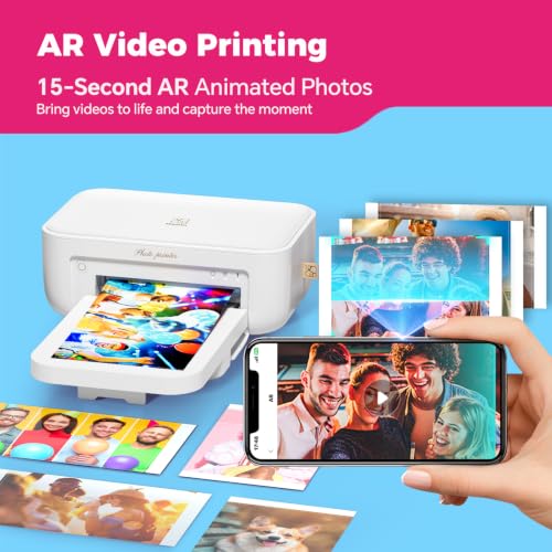 Image of iDPRT 4x6 Photo Printer, Portable Color Picture Printer, Thermal Sublimation Mini Picture Printer, Bundle 108 Sheets Photo Paper & 2 Ribbon Cassette, Photo Printer for iPhone & Android, White