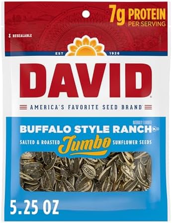 DAVID Jumbo Sunflower Seeds, Buffalo Style Ranch Flavor, 5.25 oz.
