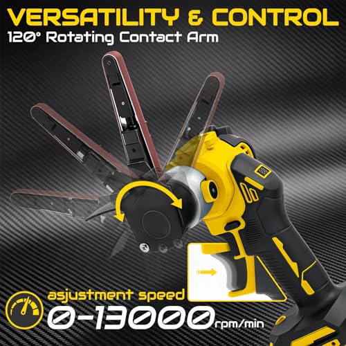 FormiPow Cordless Belt Sander for Dewalt 20V Battery, Brushless Belt Sander with 120° Rotatable Head, 0-13000 RPM Variable Speed, LED Display, Includes 20 Belts for Various Sanding (No Battery) thumbnail 3