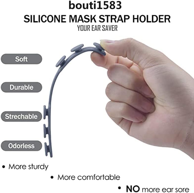 bouti1583 Silicone Mask Extender Soft Extension with Earring Stand Mask Buckle Mask Hook Adjustable Extension Belt Ear Protection Sports Fan Buckle (Transparent White + Light Grey+Sky Blue + Pink)