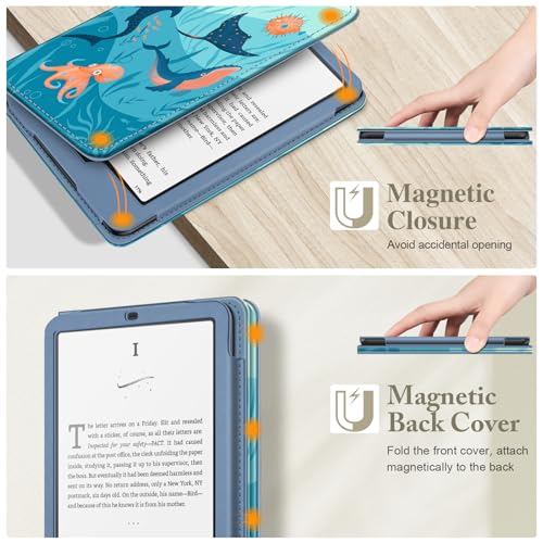 Image of Fintie Case for 7 inch /6.8 inch Kindle Paperwhite(12th /11th Generation-2024 /2021) and Kindle Colorsoft Signature Edition -Slim Foldable Stand Cover Auto Wake /Sleep for Paperwhite 2024, Blue Ocean