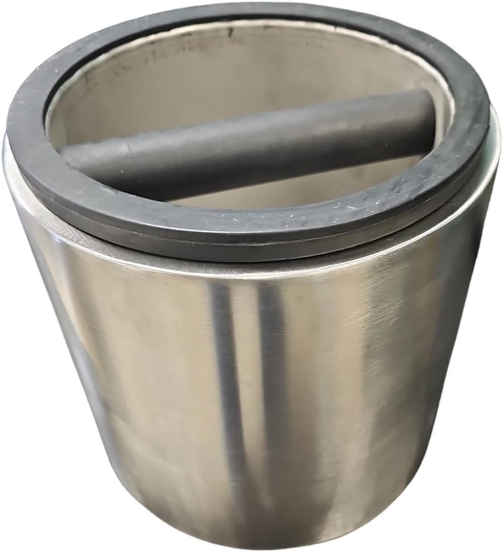 Rattleware Stainless Steel Counter Knock Box with Skirt – Large Capacity Coffee Grounds Waste Bin with Brushed Finish for Home & Commercial Barista Stations