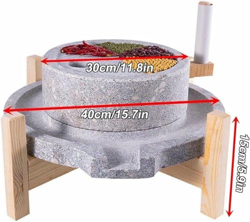 Handmade Stone Mill Grinder - Adjustable Coarse & Fine Grinding, Hand-Cranked Bean Mill with Sturdy Wooden e for Home Use, Kitchen & Natural Food Psing