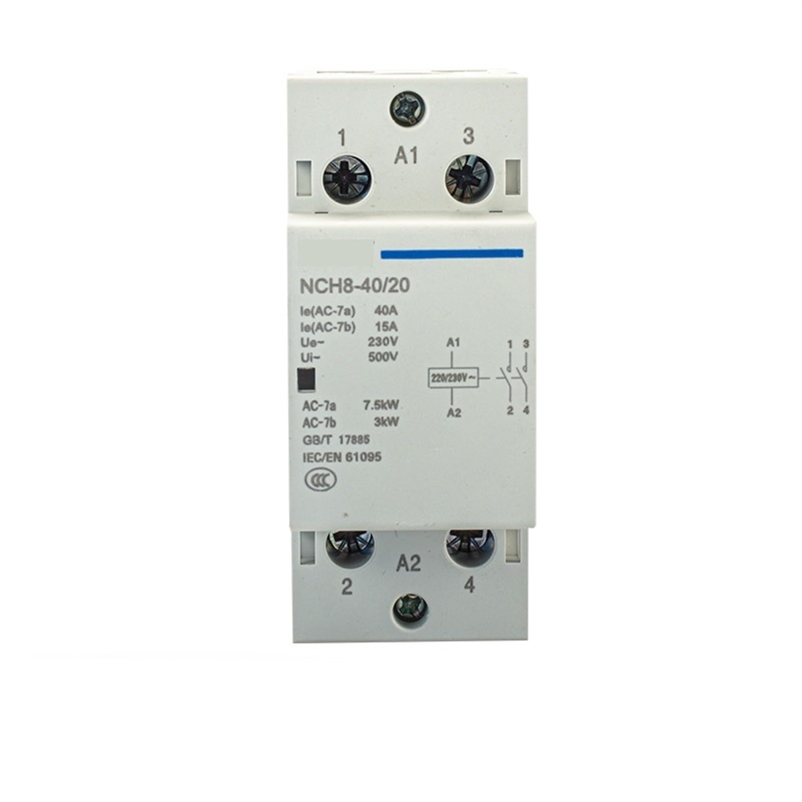 Contacteur CA modulaire résout les bruits de tableau électrique 220V 2P 40A NCH8